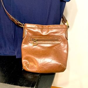 Liz & Co Cross Body Bag - Brown Faux Leather